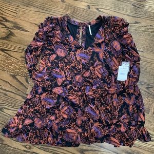 NWT Free People Long Sleeve Patterned Dress